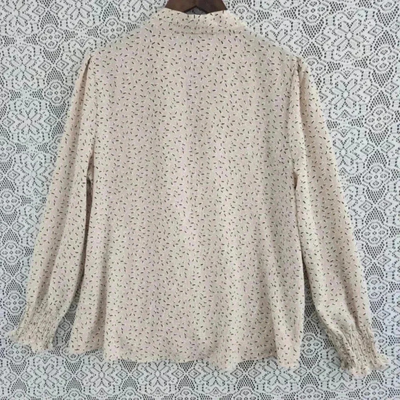 Adrianna Papell wrap pattern long sleeve chiffon blouse M - Picture 2 of 7